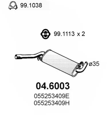 silenciador del medio Audi 80 B1 Saloon · Vw PASSAT B1 · Vw PASSAT B1 Variant