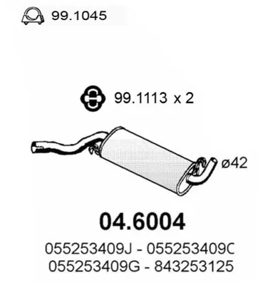 silenciador del medio Audi 80 B1 Saloon · Vw PASSAT B1 · Vw PASSAT B1 Variant