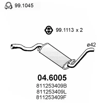 silenciador del medio Audi 80 B2 Saloon · Audi COUPE B2