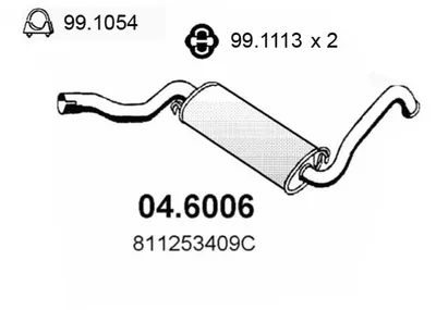 silenciador del medio Audi 80 B2 Saloon · Audi 90 B2 · Audi COUPE B2