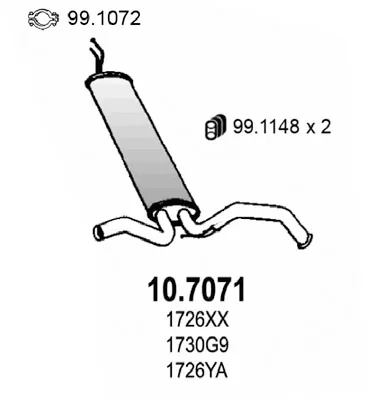 Silenciador posterior Citroën C1 · Peugeot 107 · Toyota AYGO