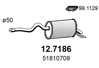 Silenciador posterior Fiat GRANDE PUNTO · Fiat DOBLO Bus · Fiat DOBLO Cargo