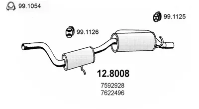 Silenciador central/posterior Fiat UNO