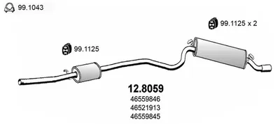 Silenciador central/posterior Fiat SEICENTO / 600 · Fiat SEICENTO / 600 Hatchback Van
