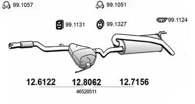 Silenciador central/posterior Fiat BRAVA · Fiat BRAVO I