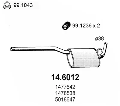 silenciador del medio Ford ESCORT I · Ford ESCORT I Turnier