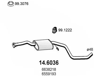 silenciador del medio Ford ESCORT V · Ford ESCORT V Turnier · Ford ORION III