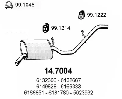 Silenciador posterior Ford FIESTA I · Ford FIESTA II · Ford FIESTA Hatchback Van
