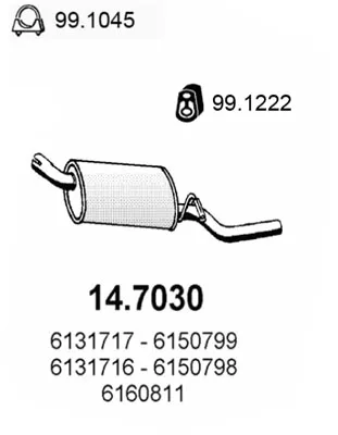 Silenciador posterior Ford ESCORT III · Ford ESCORT III Turnier · Ford ESCORT IV