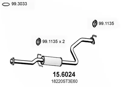 silenciador del medio Honda CIVIC VI Fastback · Honda CIVIC VI Hatchback · Honda CIVIC VI Aerodeck