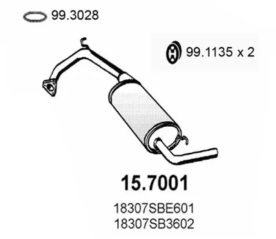 Silenciador posterior Honda CIVIC III Saloon · Honda CRX I · Honda CIVIC III Hatchback