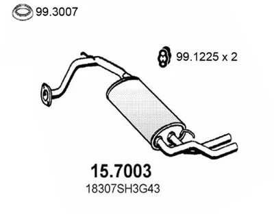 Silenciador posterior Honda CIVIC IV Hatchback · Honda CRX II