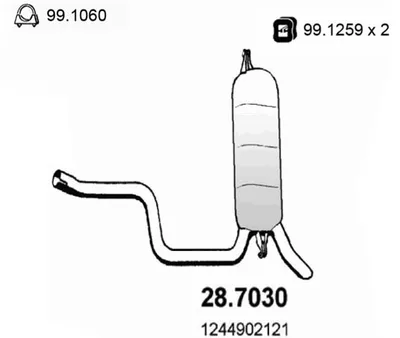 Silenciador posterior Mercedes-Benz 124 Saloon · Mercedes-Benz 124 T-Model