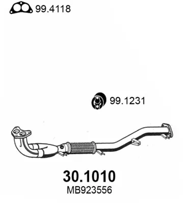 Tubo de escape Mitsubishi COLT IV · Mitsubishi LANCER V · Mitsubishi LANCER IV Hatchback