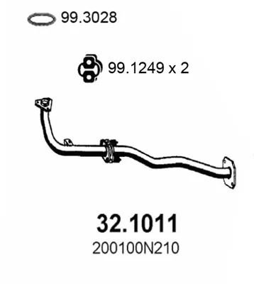 Tubo de escape Nissan 100NX · Nissan SUNNY III Hatchback · Nissan SUNNY III Liftback