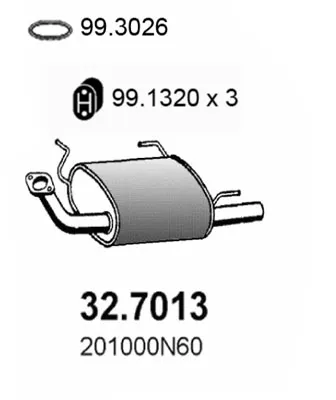 Silenciador posterior Nissan ALMERA I Hatchback · Nissan ALMERA I