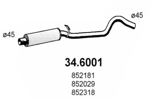 silenciador del medio Opel CORSA A TR · Opel CORSA A Hatchback · Opel ASCONA C Hatchback