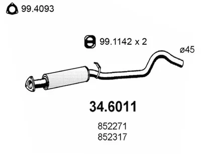 silenciador del medio Opel CORSA A TR · Opel CORSA A Hatchback · Opel CORSA A Hatchback Van