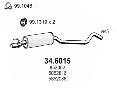 silenciador del medio Opel CORSA B · Opel TIGRA · Opel CORSA B Hatchback Van