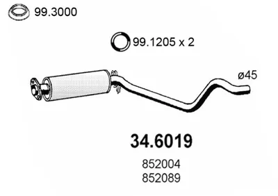 silenciador del medio Opel KADETT E · Opel KADETT E Hatchback