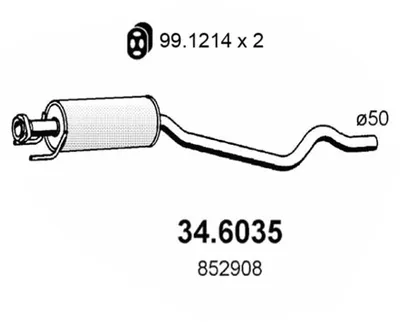 silenciador del medio Opel ASTRA F Saloon · Opel ASTRA F Hatchback · Vauxhall ASTRA Mk III Hatchback