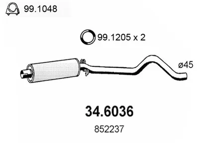 silenciador del medio Opel KADETT E · Opel KADETT E Convertible · Opel KADETT E Hatchback
