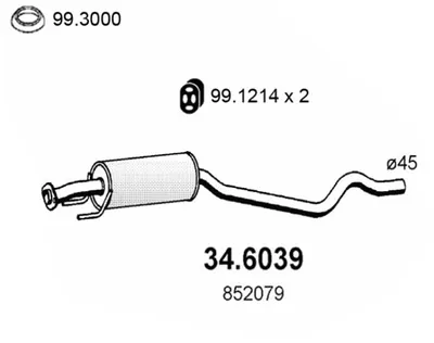 silenciador del medio Opel ASTRA F Saloon · Opel ASTRA F Hatchback · Vauxhall ASTRA Mk III Hatchback