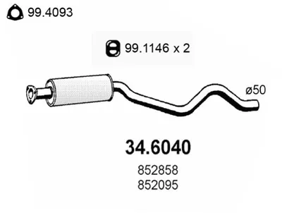 silenciador del medio Opel KADETT E Hatchback