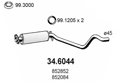 silenciador del medio Opel KADETT E · Opel KADETT E Hatchback · Vauxhall ASTRA Mk II Hatchback