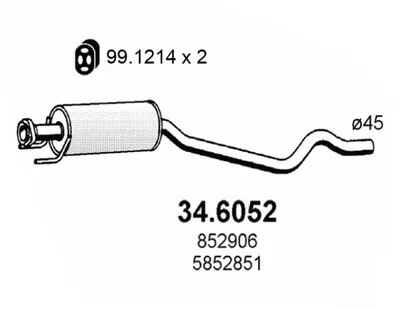 silenciador del medio Opel ASTRA F Saloon · Opel ASTRA F Convertible · Opel ASTRA F Hatchback