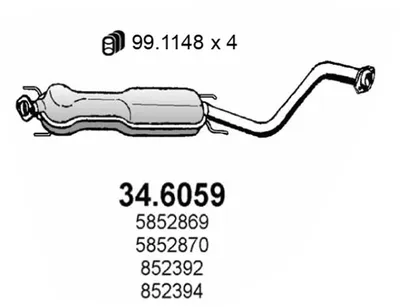 silenciador del medio Opel VECTRA B Hatchback · Opel VECTRA B · Opel VECTRA B Estate
