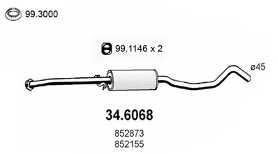 silenciador del medio Opel VECTRA A · Opel VECTRA A Hatchback · Vauxhall CAVALIER Mk III Saloon