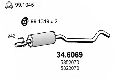 silenciador del medio Opel CORSA B · Vauxhall CORSA Mk I