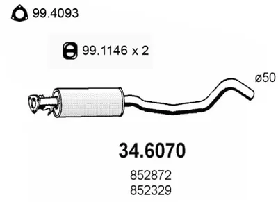 silenciador del medio Opel CALIBRA A · Opel VECTRA A · Opel VECTRA A Hatchback