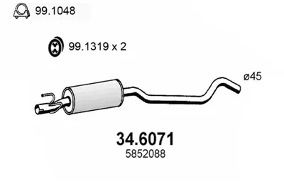 silenciador del medio Opel CORSA B · Vauxhall CORSA Mk I