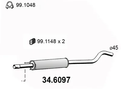 silenciador del medio Opel CORSA C · Vauxhall CORSA Mk II