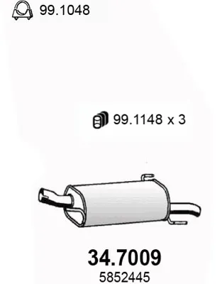Silenciador posterior Opel ASTRA G Hatchback · Opel MERIVA A MPV · Vauxhall MERIVA A