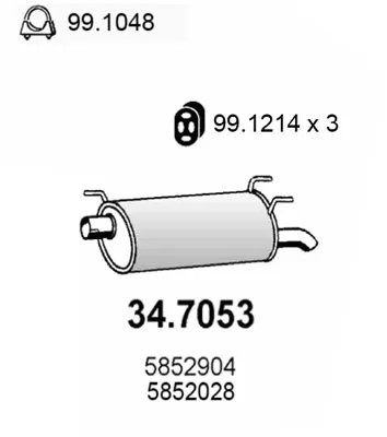 Silenciador posterior Opel KADETT E Convertible · Opel ASTRA F Convertible · Opel ASTRA F Hatchback