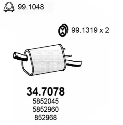 Silenciador posterior Opel CORSA B · Opel CORSA B Hatchback Van · Vauxhall CORSA Mk I