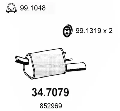 Silenciador posterior Opel CORSA B · Opel CORSA B Estate · Vauxhall CORSA Mk I