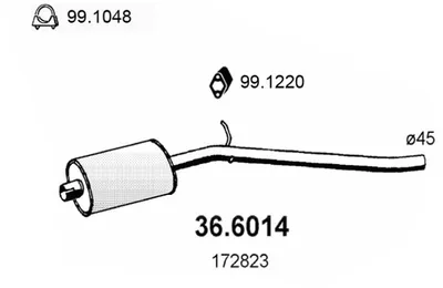 silenciador del medio Peugeot 205 I · Peugeot 205 I Convertible · Peugeot 205 II