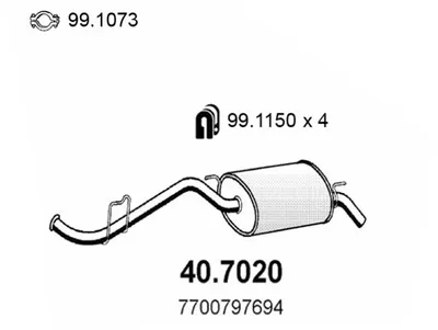 Silenciador posterior Renault CLIO I · Renault CLIO I Hatchback Van