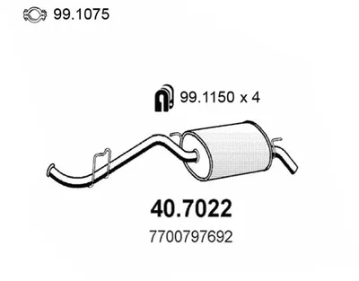 Silenciador posterior Renault CLIO I · Renault CLIO I Hatchback Van
