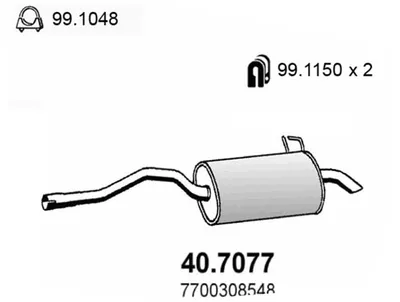 Silenciador posterior Nissan KUBISTAR Van · Renault KANGOO · Renault KANGOO Express