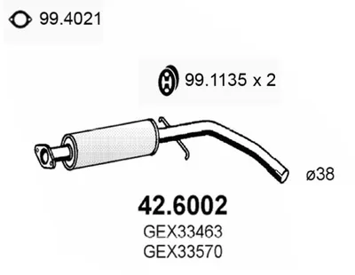 silenciador del medio Rover 100 / METRO Hatchback · Rover 100 Convertible