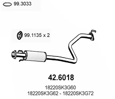 silenciador del medio Honda CONCERTO · Honda CONCERTO Saloon · Rover 200 II Hatchback