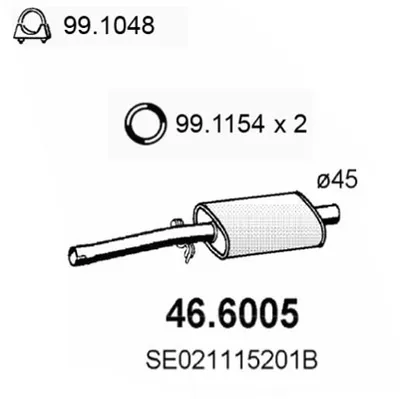 silenciador del medio Seat RONDA · Seat MALAGA · Seat IBIZA I