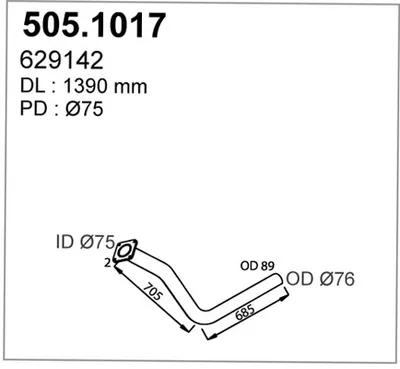 Tubo de escape ASSO 505.1017