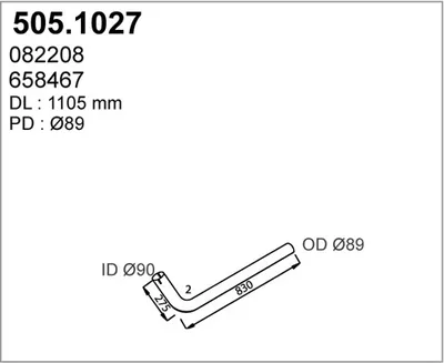 Tubo de escape ASSO 505.1027