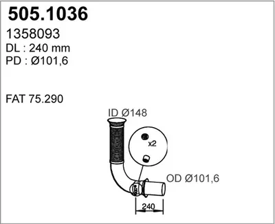 Tubo de escape ASSO 505.1036